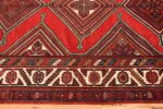 Border Antique red color Persian Ghashgai runner rug 50301 by Nazmiyal