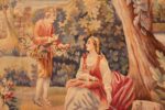 Close-up Silk and wool Antique French Romantic tapestry 50279 by Nazmiyal