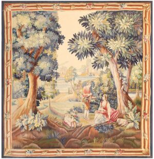 Silk and Wool Antique French Romantic Tapestry #50279 from Nazmiyal Antique Rugs in NYC