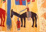 vintage judaic purim scene tapestry 48551 horse Nazmiyal