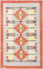 Colorful Geometric Vintage Scandinavian Swedish Kilim Area Rug #48498 by Nazmiyal Antique Rugs