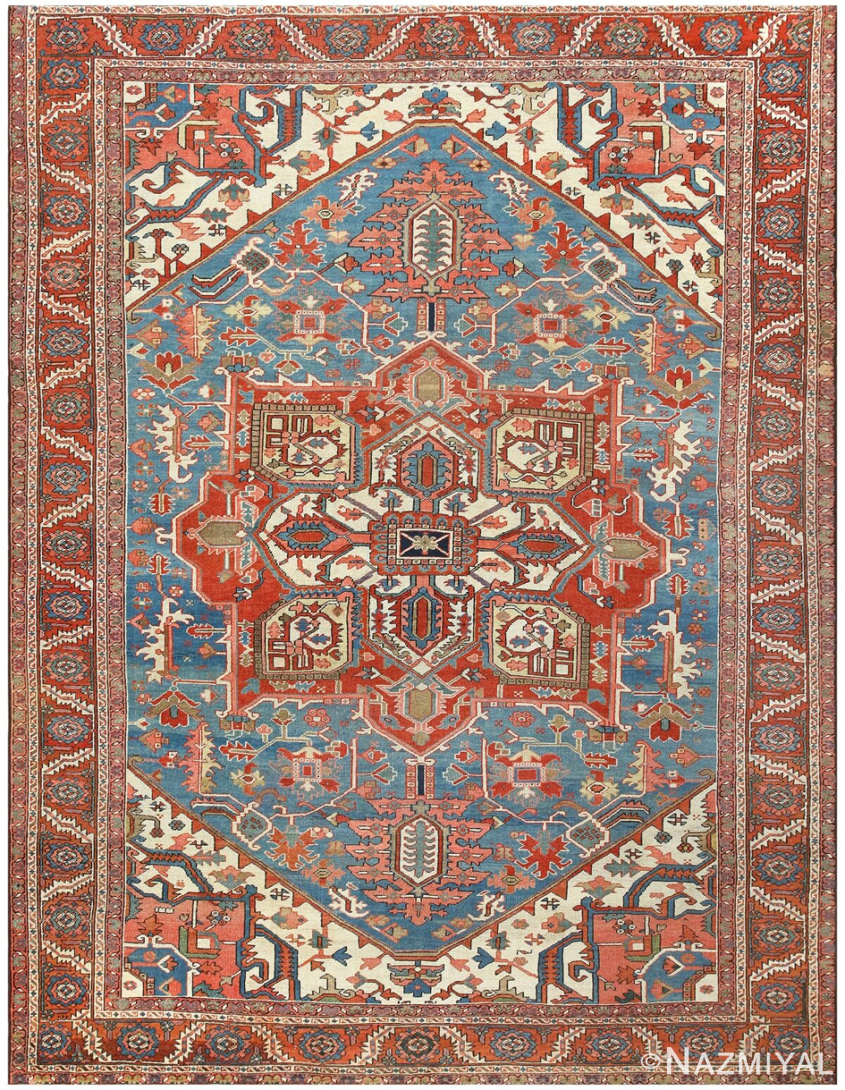 Antique Heriz Persian Room Sized Rug 48098 Nazmiyal Antique Rugs