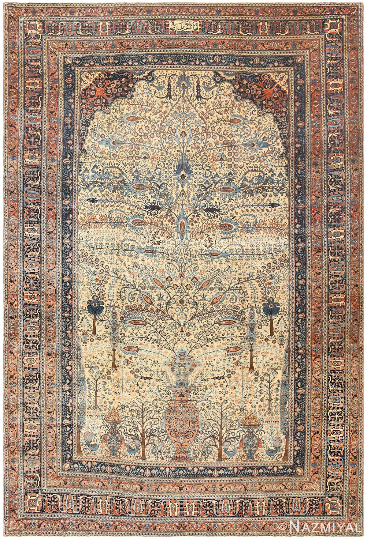 Antique Persian Tabriz Tree of Life Carpet 50190 Nazmiyal Antique Rugs