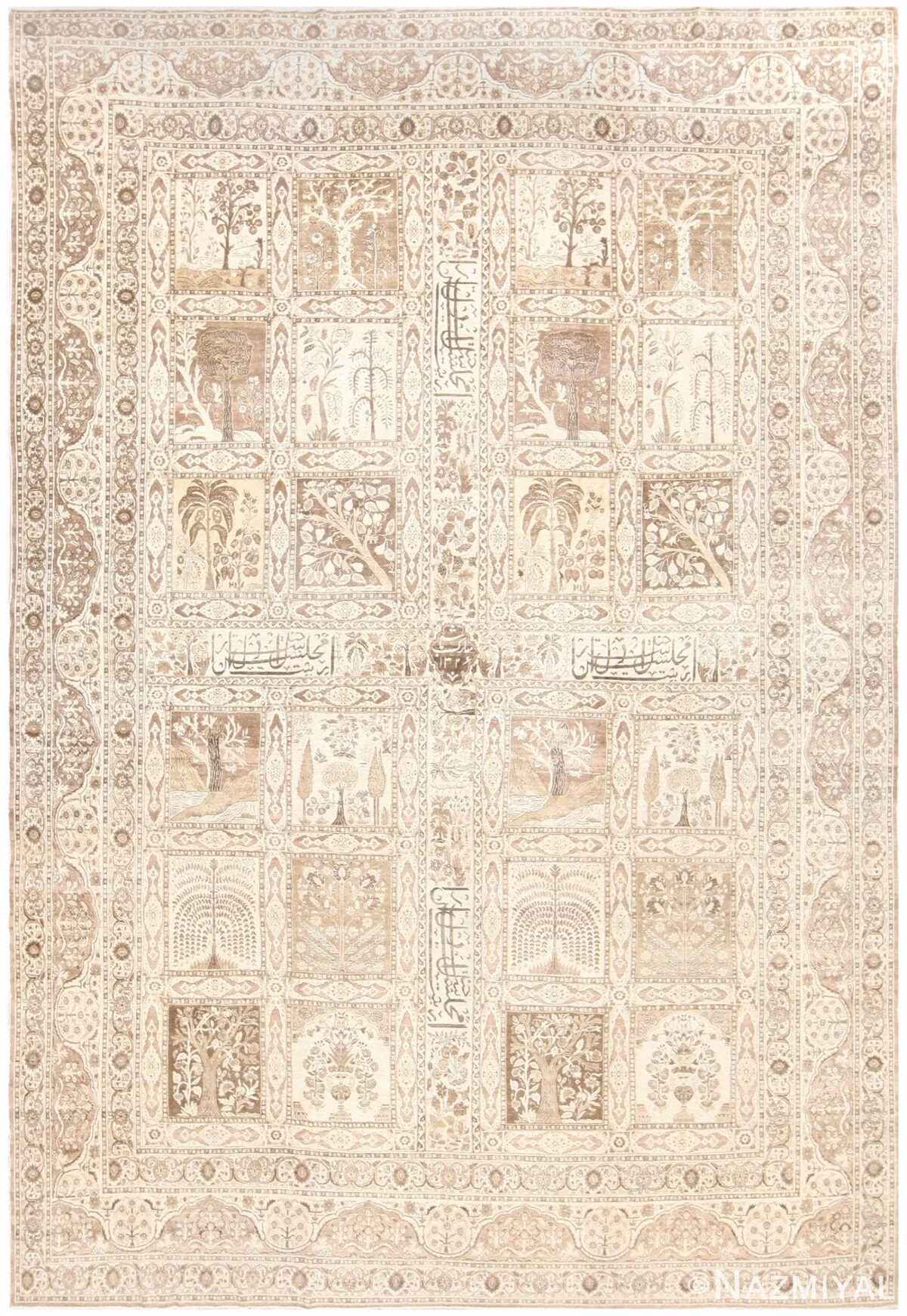 Antique Tabriz Garden Design Persian Rug 50258