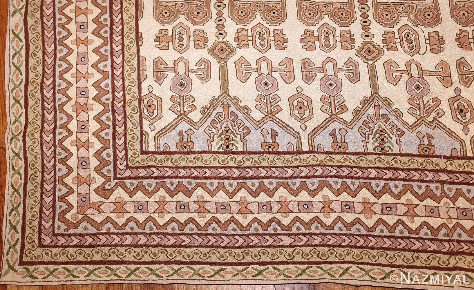 decorative large indian kilim vintage rug 50319 corner Nazmiyal