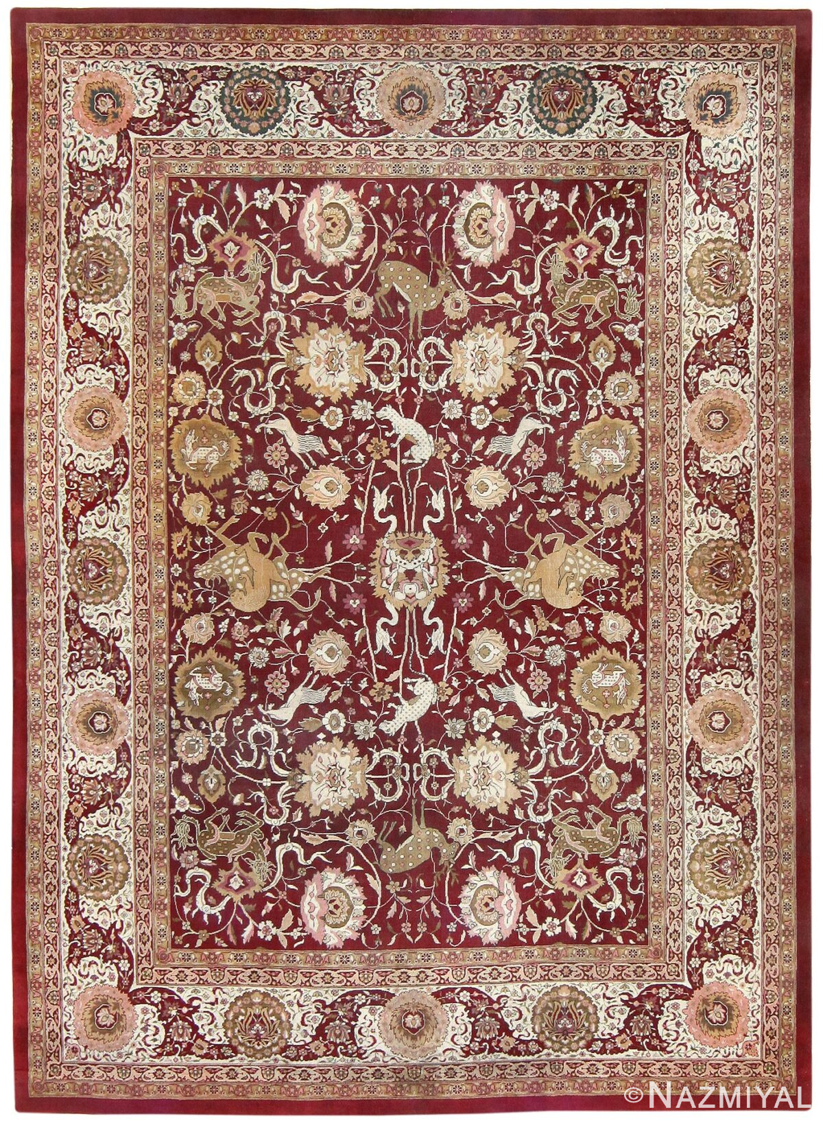 Room Sized Antique Indian Agra Rug 50250 Nazmiyal