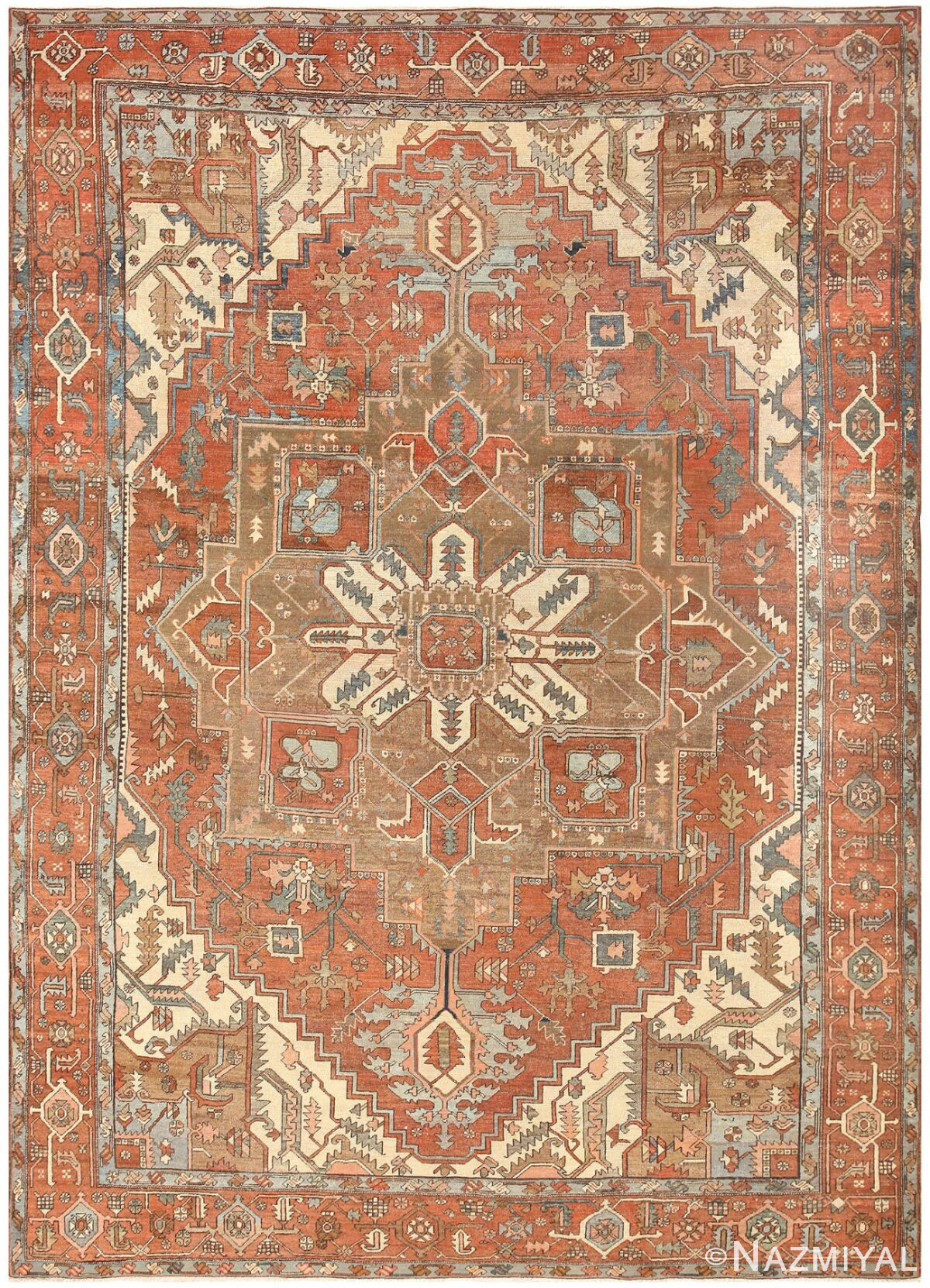 Room Sized Antique Persian Serapi Carpet 50016 Nazmiyal