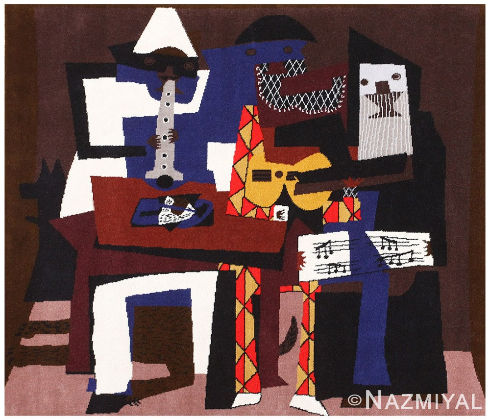 Vintage “Musicos Con Mascaras” Pablo Picasso Carpet 48496 Nazmiyal