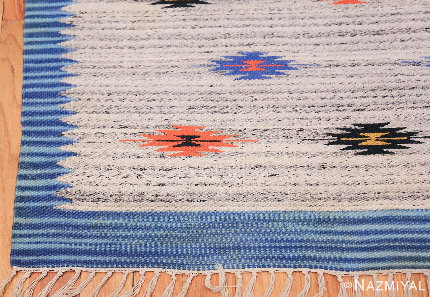 Vintage Mid Century Swedish Kilim 48472 Corner Star Nazmiyal