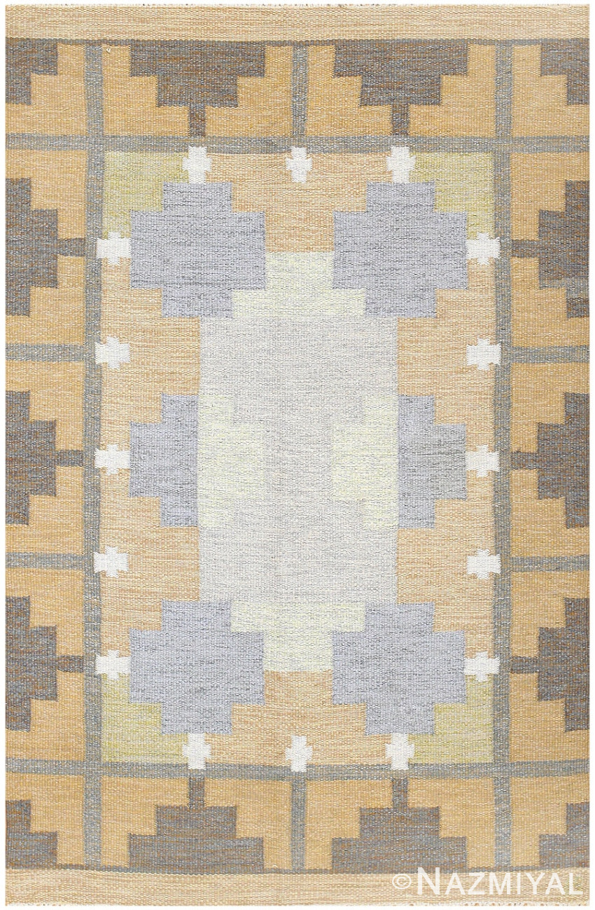 Vintage Swedish Kilim by Ingegerd Silow 48500 Nazmiyal