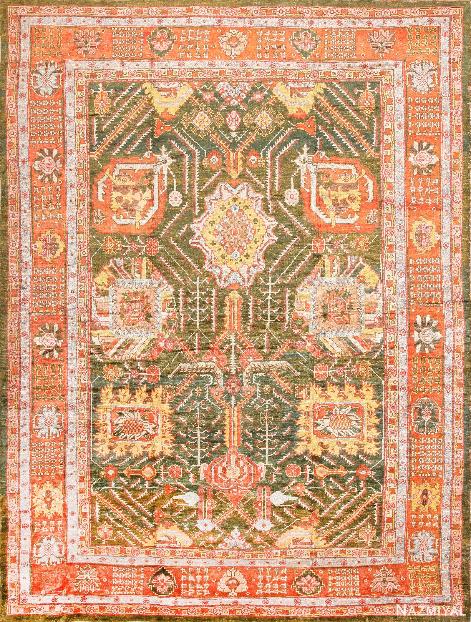 Vintage Turkish Oushak Carpet 47403