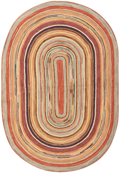 American Hooked Rug Antique Oval American Hooked Rug 1445