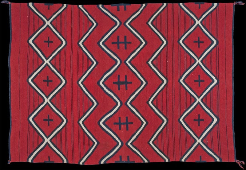Navajo Serape Dyed with Cochineal Nazmiyal