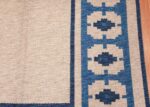 double sided blue vintage swedish kilim 48561 border Nazmiyal