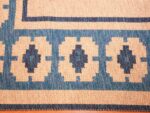 double sided blue vintage swedish kilim 48561 border white Nazmiyal