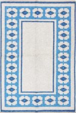 double sided blue vintage swedish kilim 48561 Nazmiyal