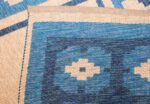 double sided blue vintage swedish kilim 48561 weave Nazmiyal