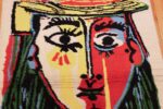 vintage pablo picasso rug 46873 face Nazmiyal