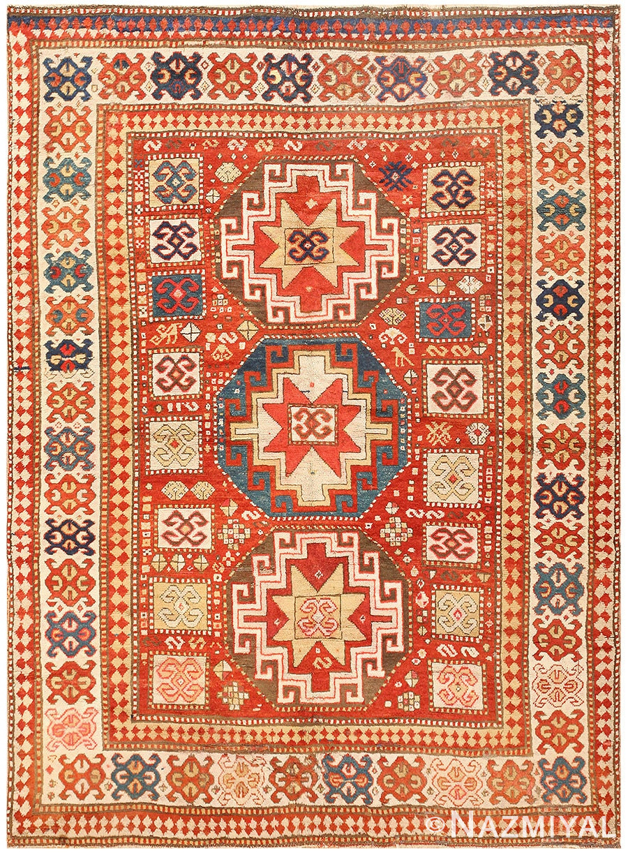 Antique Tribal Kazak Rug 50291 Detail/Large View