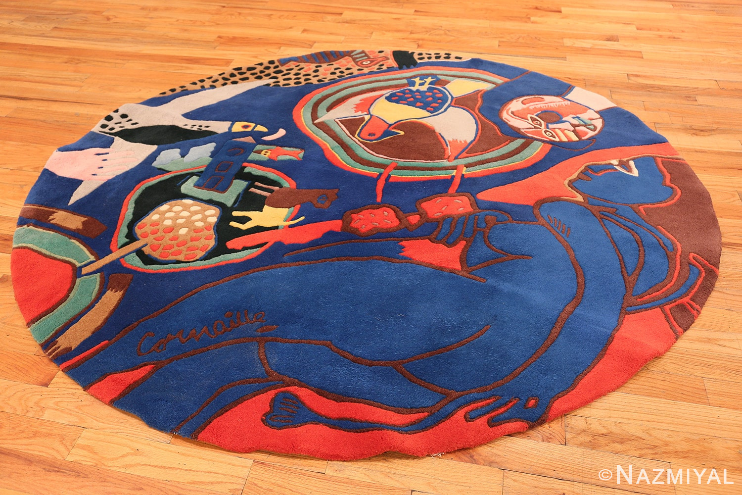 Full Vintage round designed by Corneille rug 48332 from Nazmiyal collection