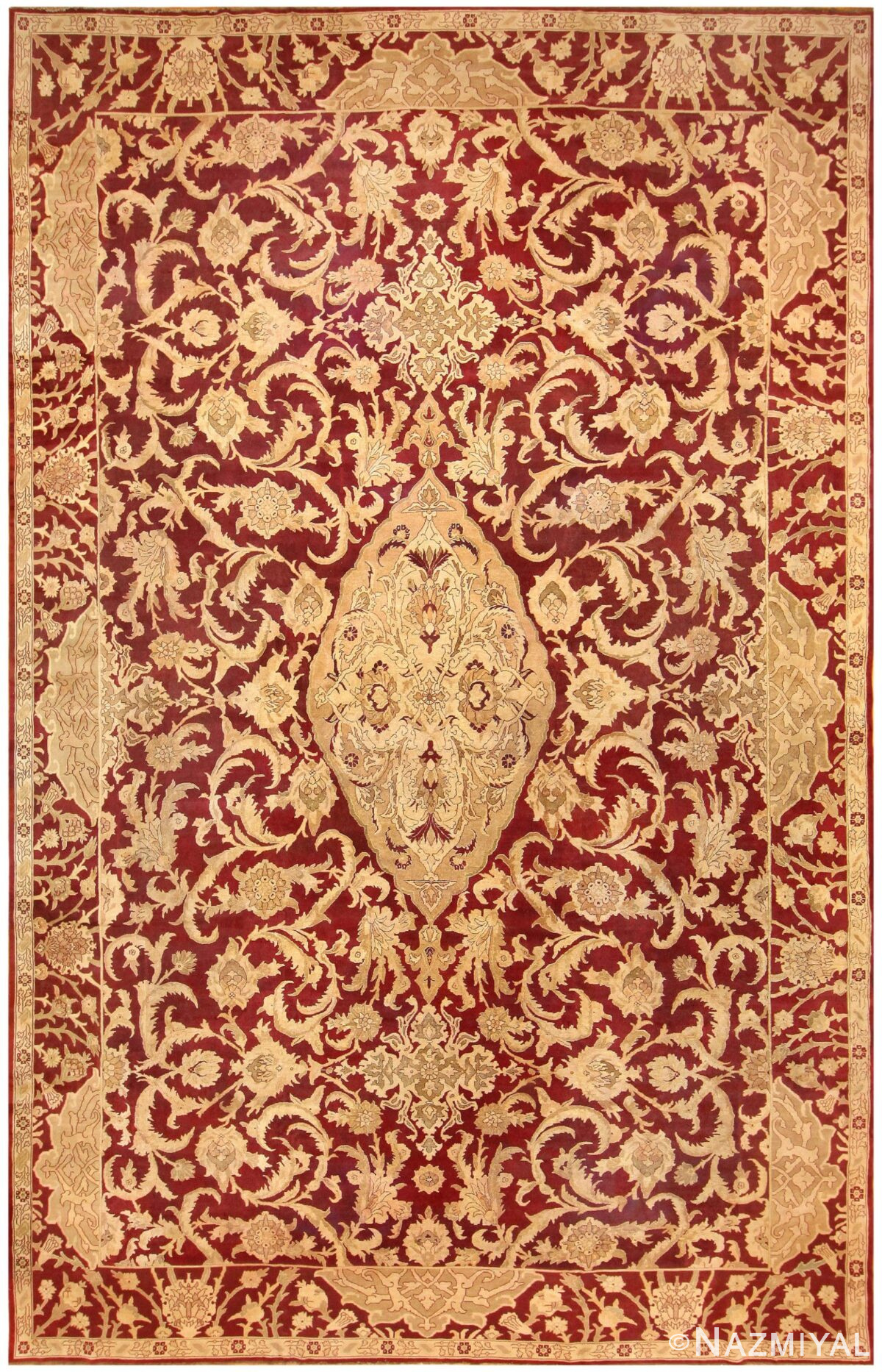 Large Antique Indian Agra Rug 44603 Nazmiyal