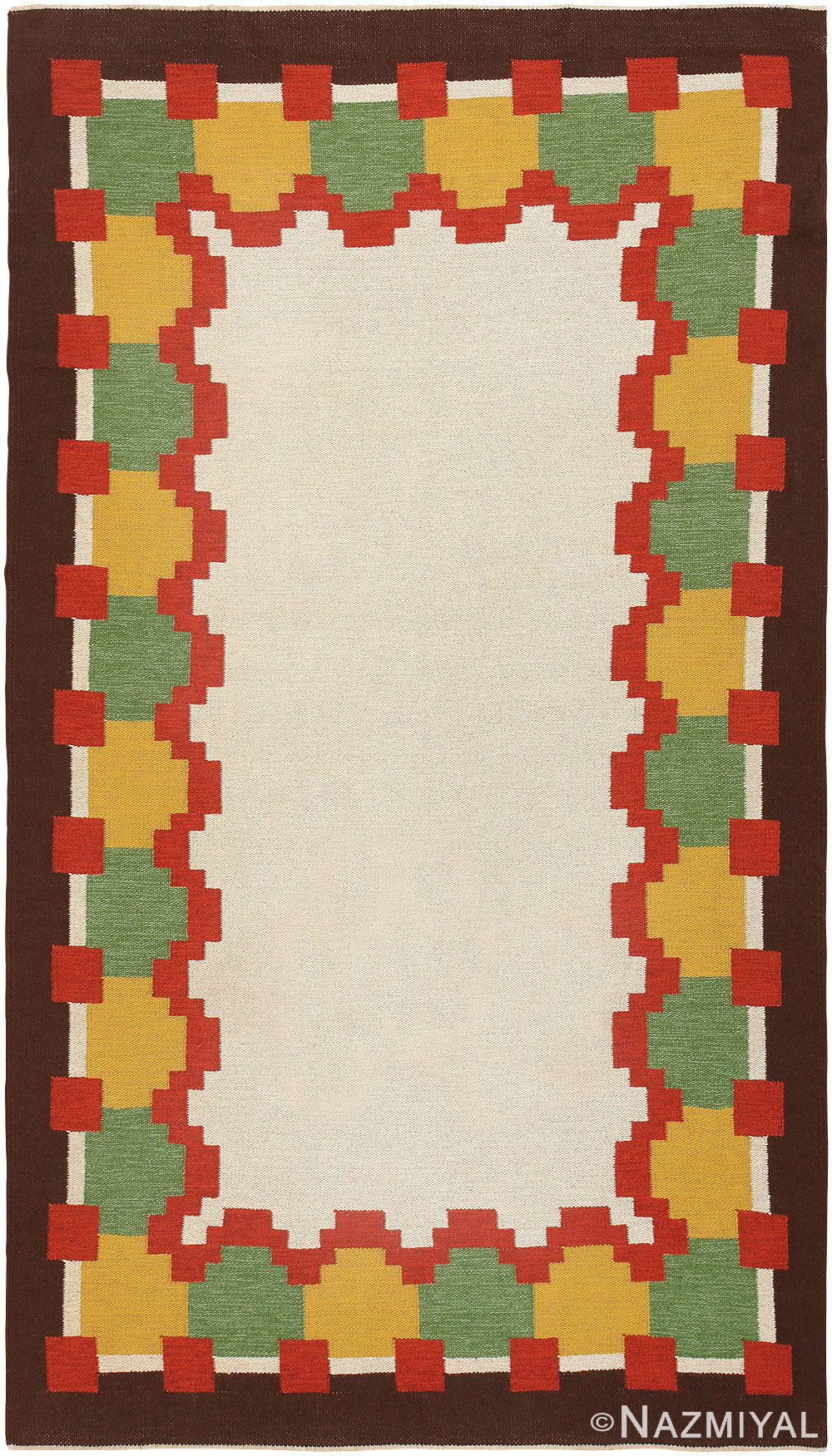 Vintage Scandinavian Flat Woven Swedish Kilim Rug #46860 by Nazmiyal Antique Rugs