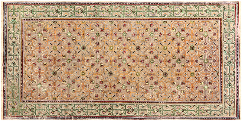 Antique Metallic Silver Silk Khotan Rug 50286 (Sold) Antique Metallic Silver Silk Khotan Rug 50286 by Nazmiyal