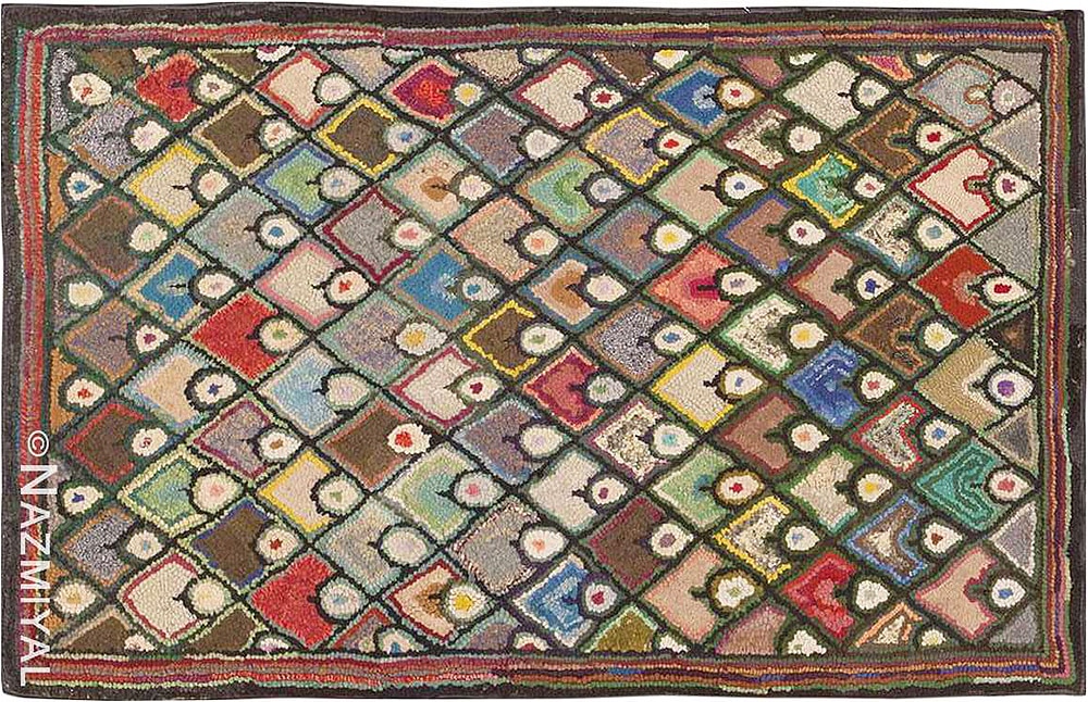 Antique American Tiger Eye Hooked Rug Antique American Tiger Eye Hooked Rug #45659 by Nazmiyal Antique Rugs