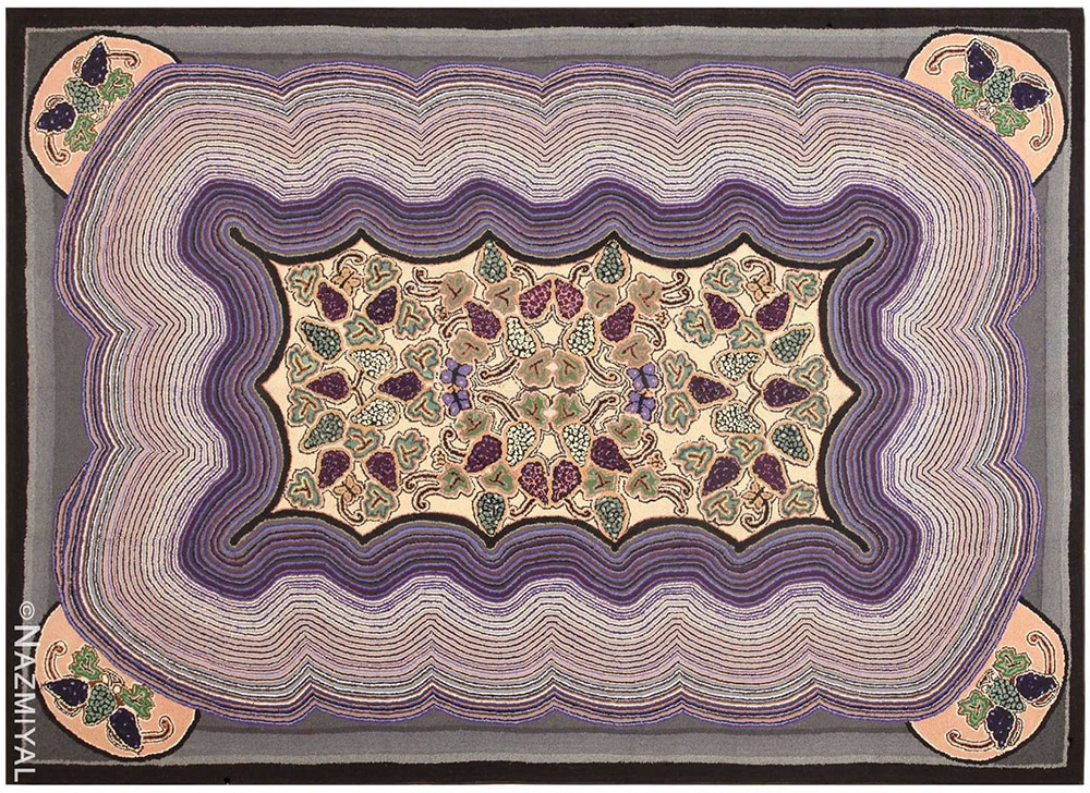 Antique Purple American Hooked Rug Antique Purple American Hooked Rug #50302 by Nazmiyal Antique Rugs