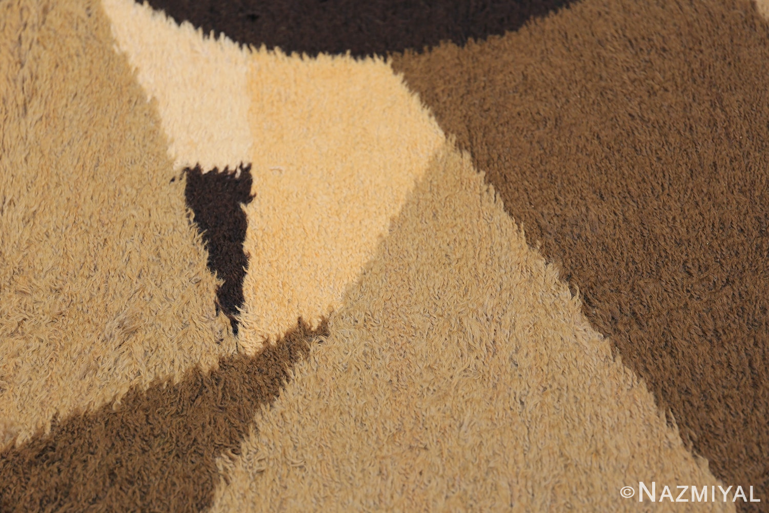 Vintage Mid Century Swedish Rya Shag Rug 48579 Colors Collide Nazmiyal