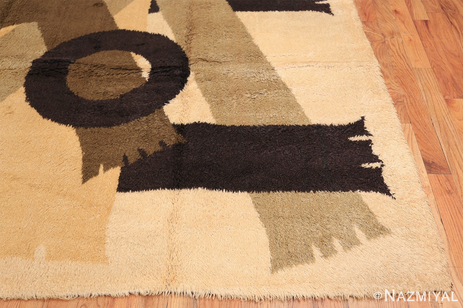 Vintage Mid Century Swedish Rya Shag Rug 48579 Side Corner Nazmiyal