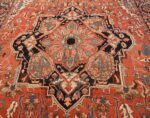Center Antique room size Persian Heriz Serapi rug 48320 by Nazmiyal