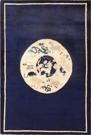 Collectible Antique Chinese Zodiac Scatter Rug 48627 Nazmiyal