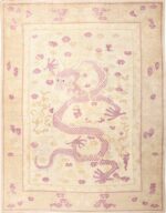 Funky Antique Purple Chinese Dragon Design Rug 50385