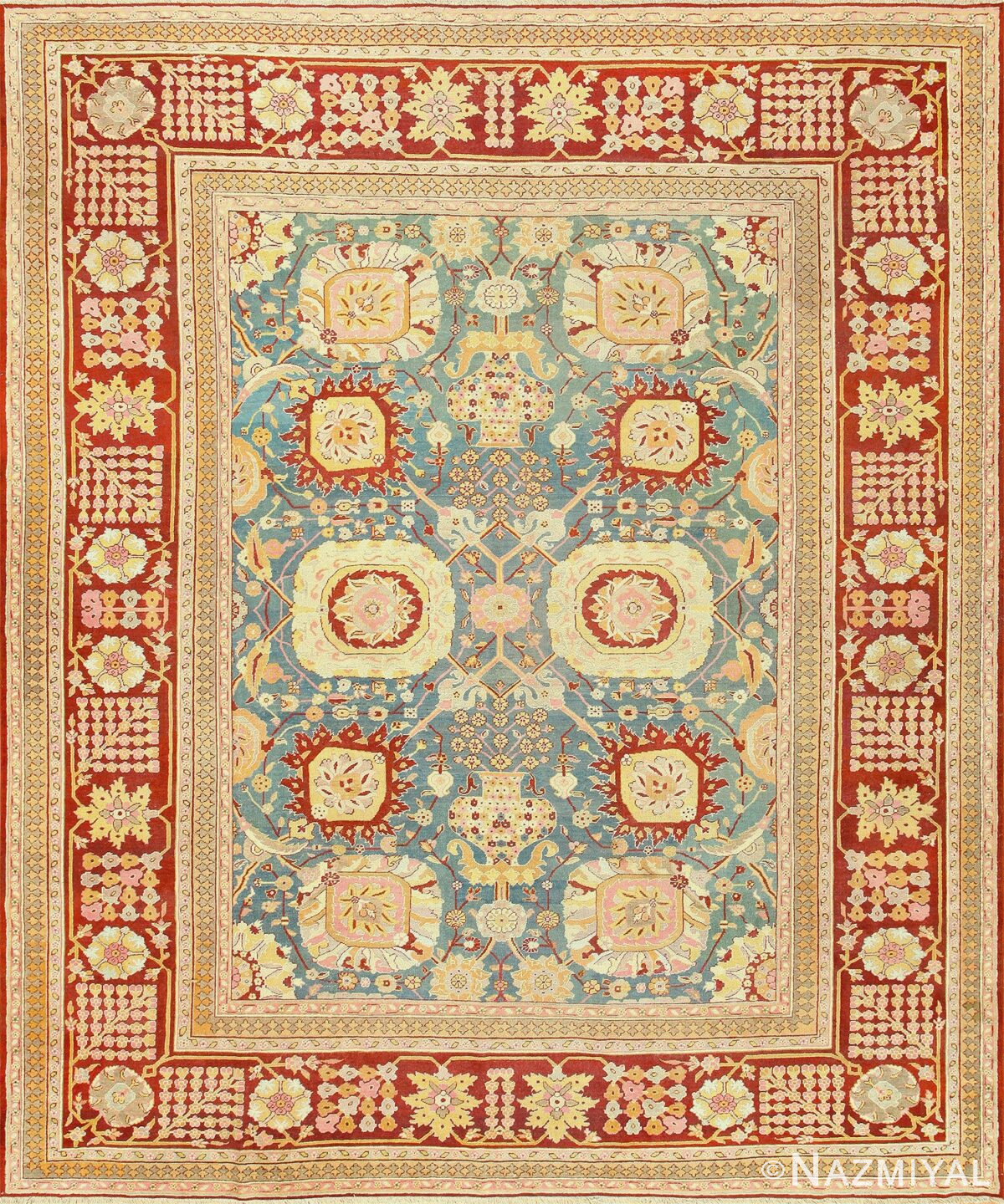 Light Blue Antique Indian Amritsar Carpet 48646 Nazmiyal