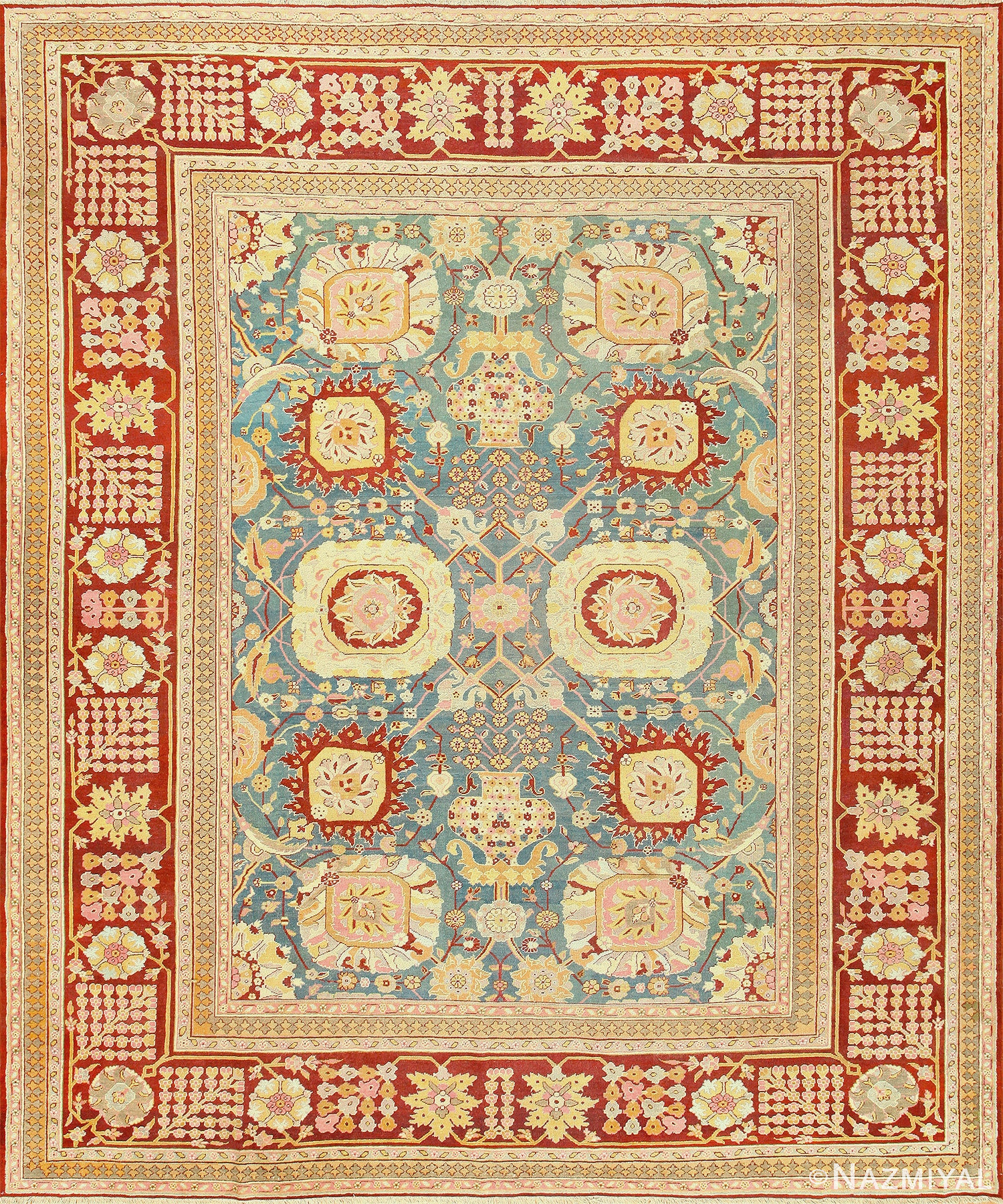 Light Blue Antique Indian Amritsar Carpet 48646 Nazmiyal