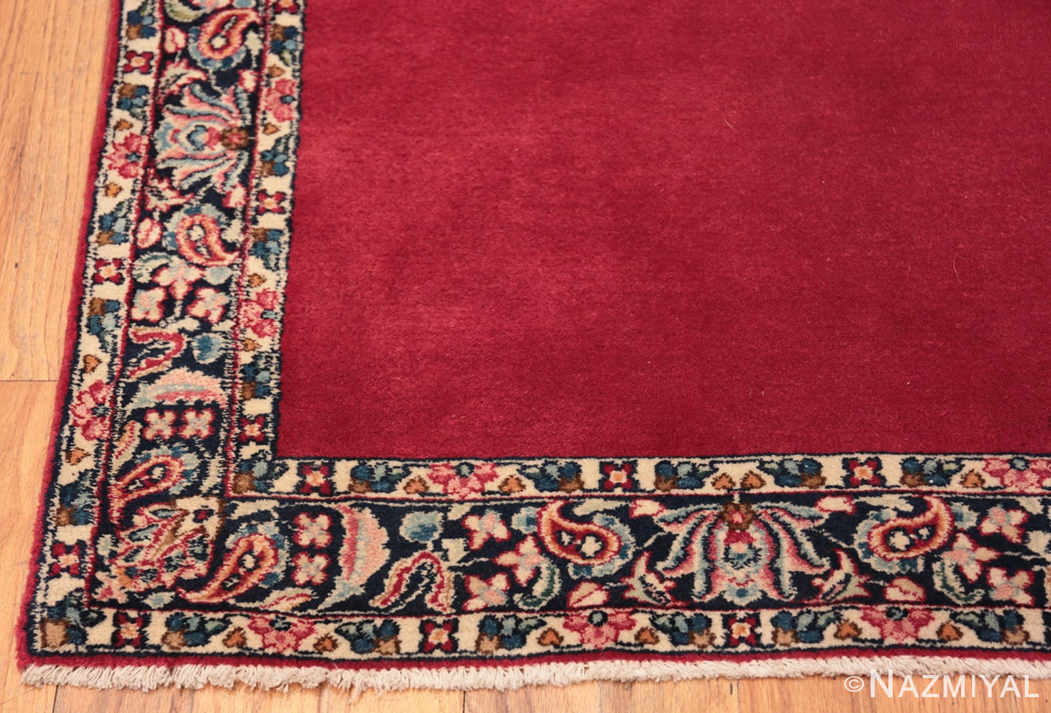 Corner Vintage Persian floral Kerman red runner rug 50349 by Nazmiyal