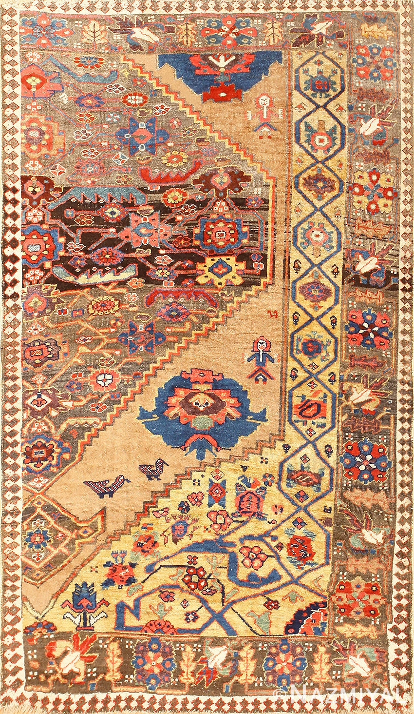 Rare Antique Tribal Persian Bidjar Sampler Rug 48628 Nazmiyal