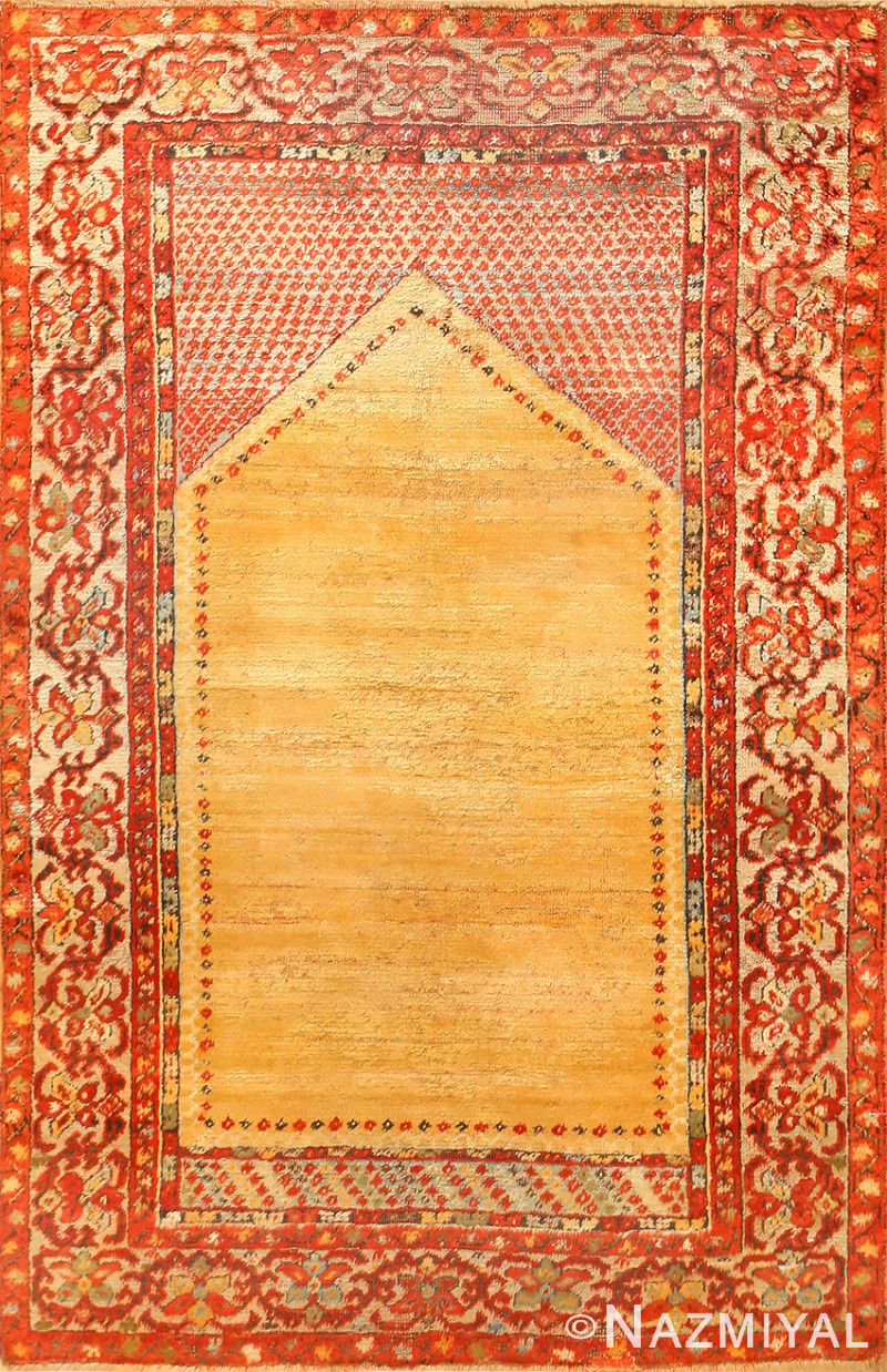 Turkish Antique Angora Oushak Prayer Rug 48613 Detail/Large View
