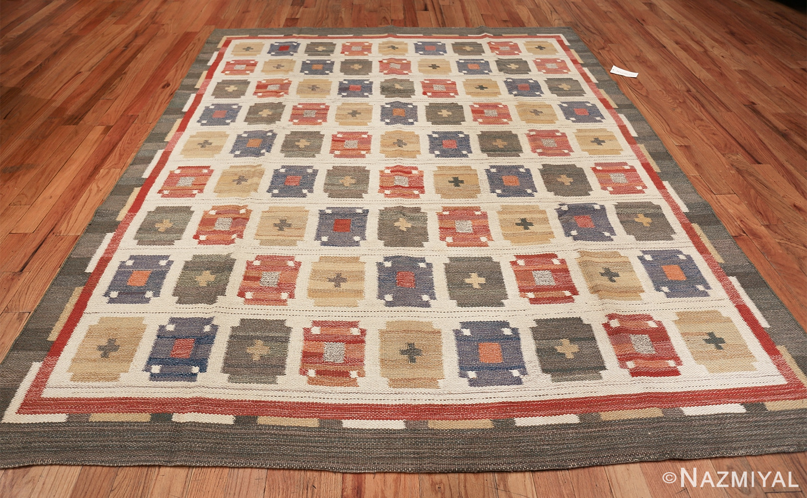 vintage ivory room size swedish kilim 48602 whole Nazmiyal