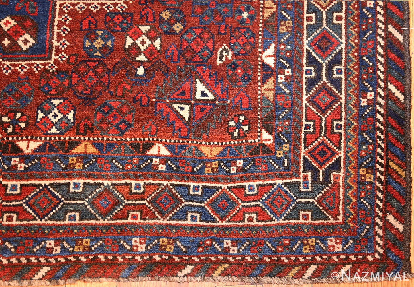 vintage persian tribal qashqai rug 50355 corner Nazmiyal