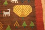 whimsical vintage swedish kilim folk art rug 48596 border Nazmiyal