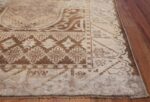 Neutral Antique Turkish Ghiordes Oushak Rug 50290 Side Corner Nazmiyal