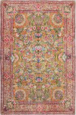saffron yellow antique persian kerman rug 48659 Nazmiyal
