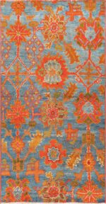 Scatter Size Light Blue Antique Oushak Rug 47627 Nazmiyal