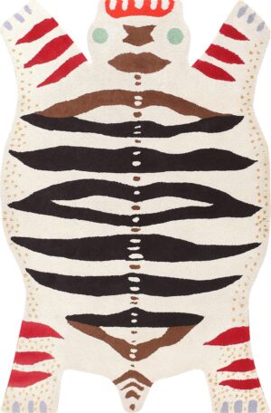 Vintage Scandinavian Tiger Rug by Artist Josef Frank 48681 Detail/Large View