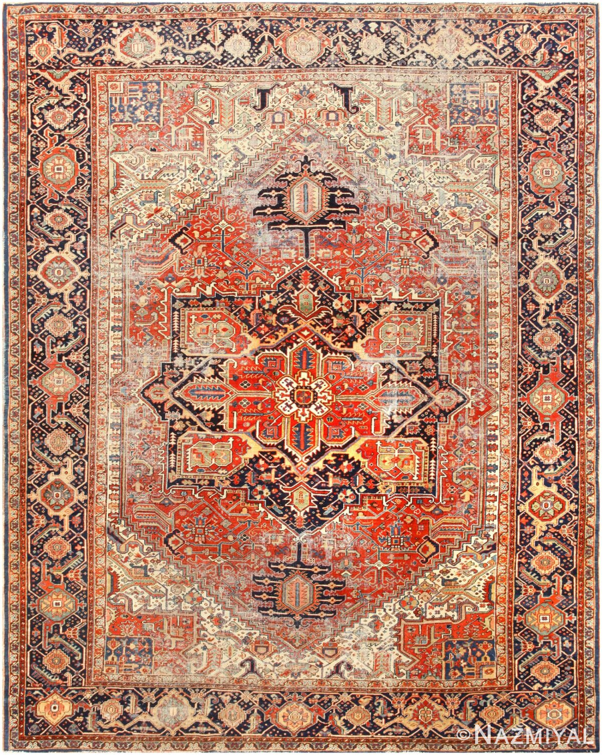 Antique Persian Heriz Rug 48676 Detail/Large View