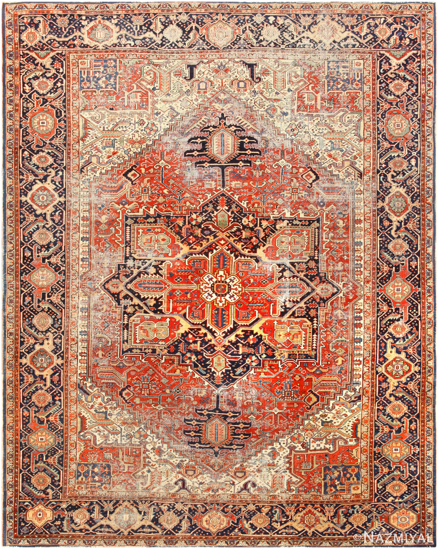 Antique Persian Heriz Rug 48676 Detail/Large View
