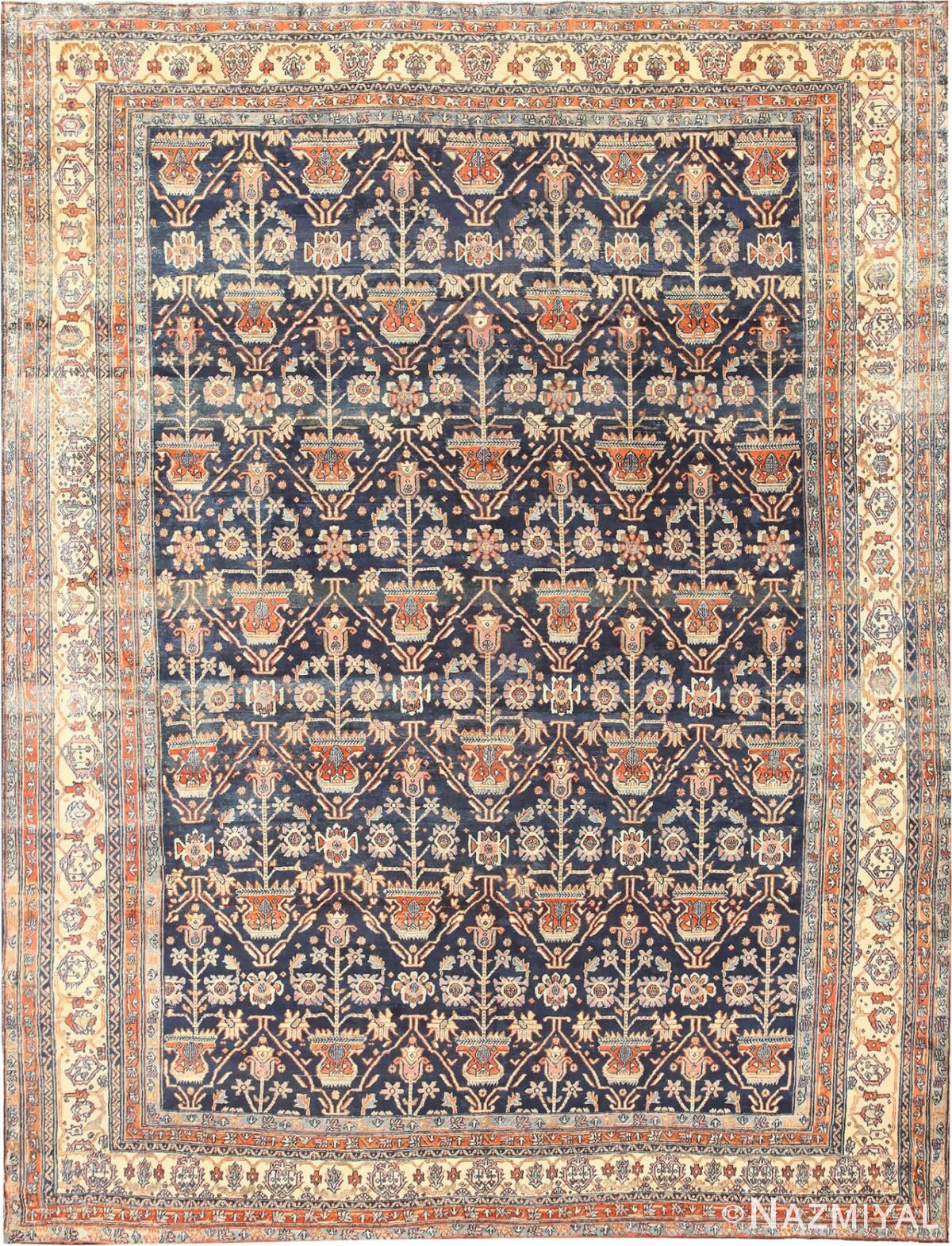 Antique Tribal Persian Bibikabad Blue Rug 50425 Detail/Large View