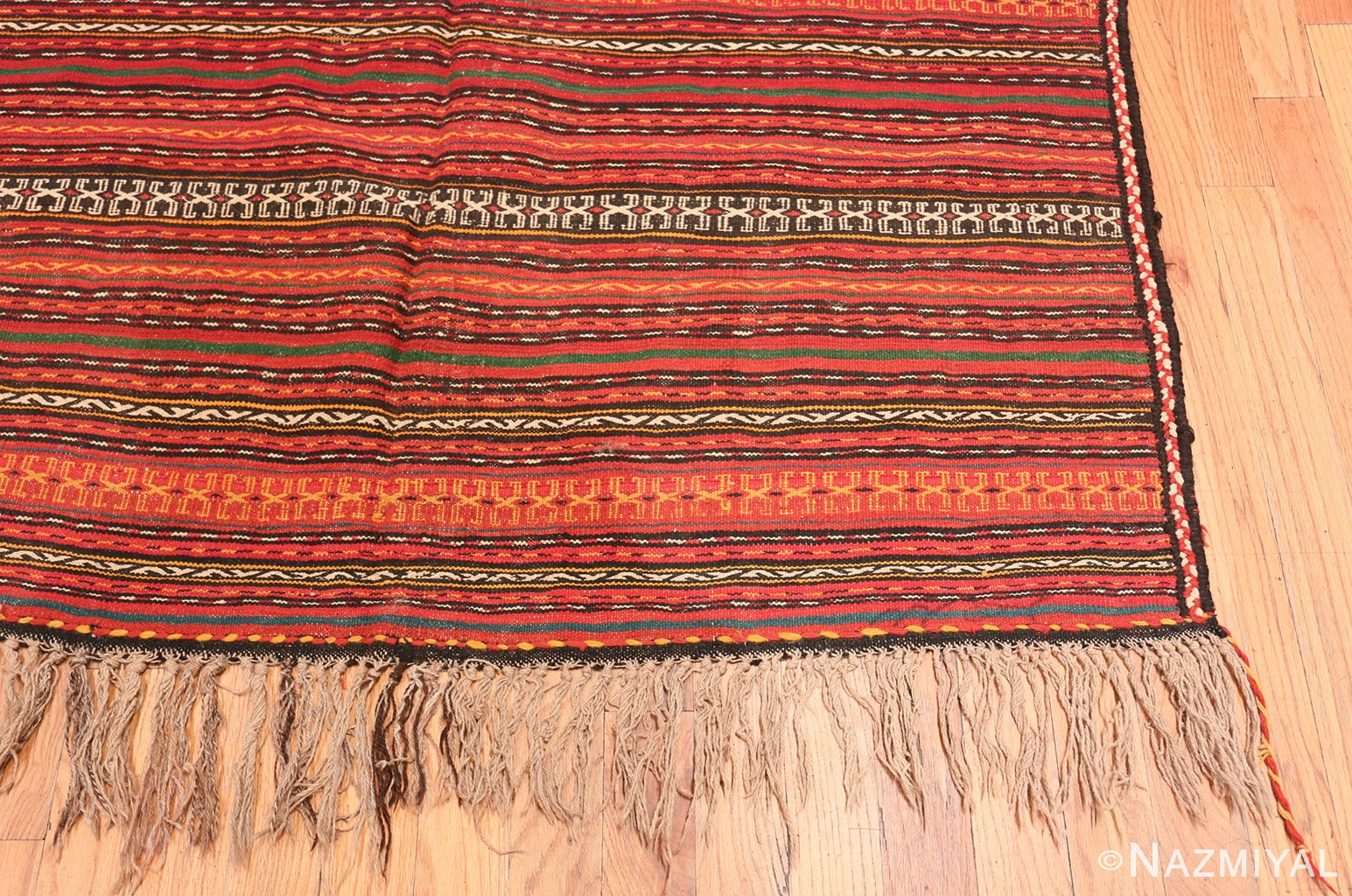 Corner Vintage tribal Turkish Kilim rug 50383 by Nazmiyal